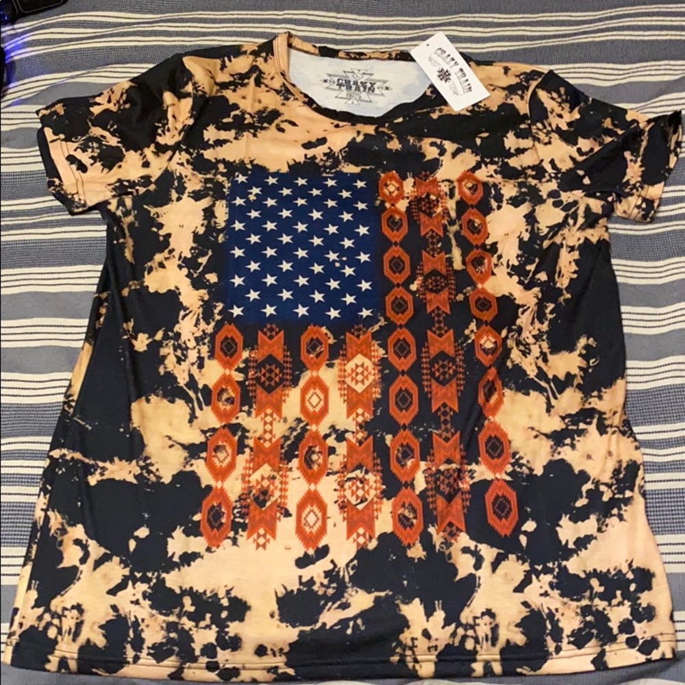 Crazy Train - Aztec American Flag Tee